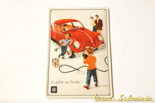 Volkswagen Blechschild "Käfer / Er gehört zur Familie"