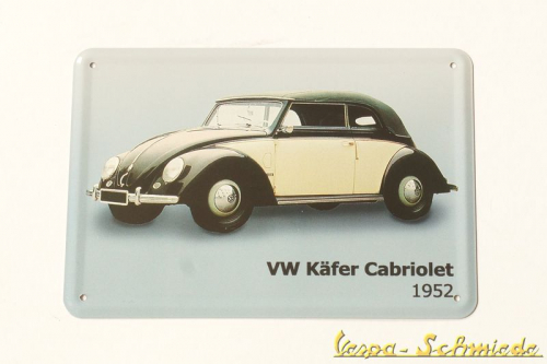 Volkswagen Blech-Postkarte "Käfer / Cabriolet 1952"