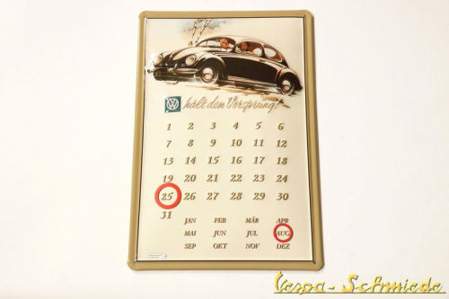 Volkswagen Blech-Kalender "Käfer / Hält den Vorsprung"