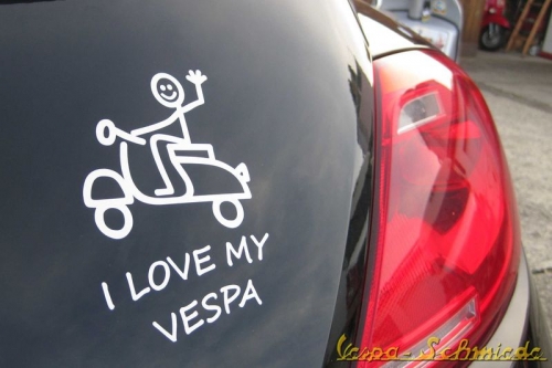 Aufkleber "I love my Vespa" - Weiß
