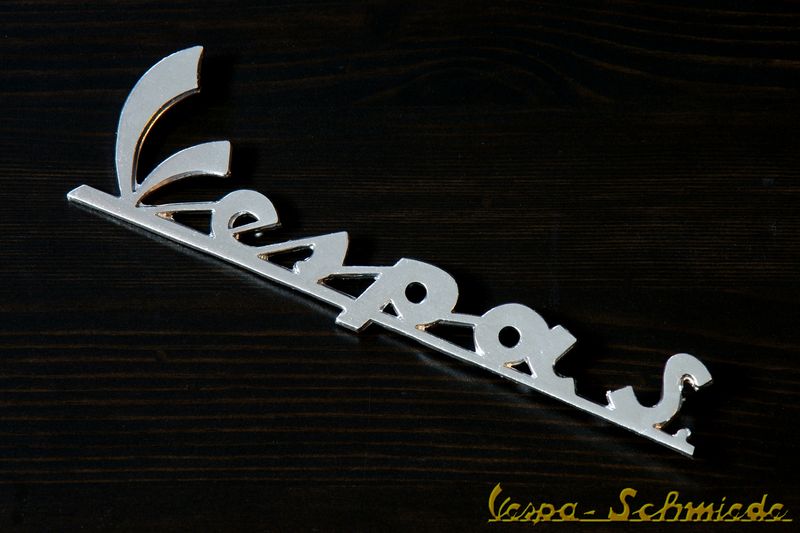 Schriftzug Beinschild "Vespa S." - Chrom