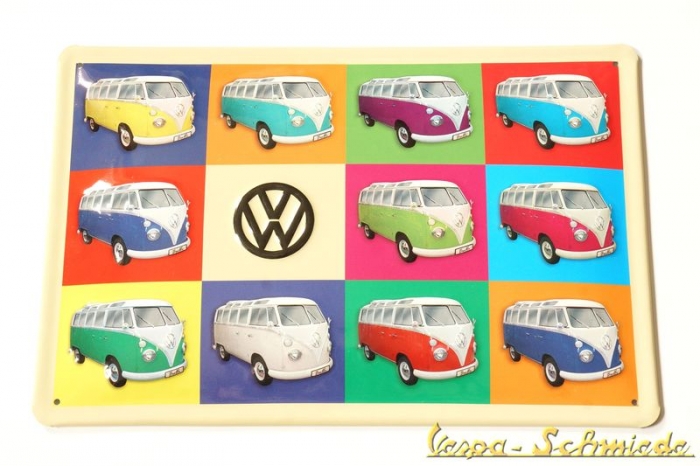 Volkswagen Blechschild "Bulli / Pop Art"