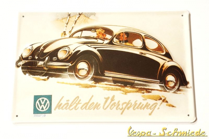 Volkswagen Blechschild "Käfer / Hält den Vorsprung"