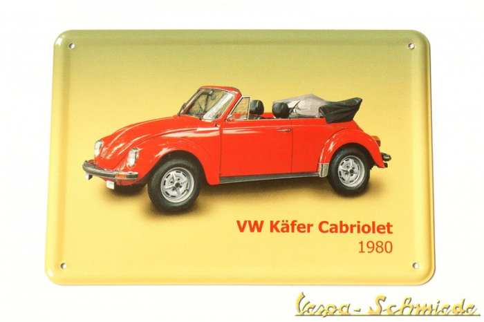 Volkswagen Blech-Postkarte "Käfer / Cabriolet 1980"