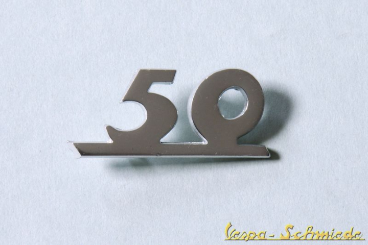 Schriftzug Beinschild "50" - Chrom - V50