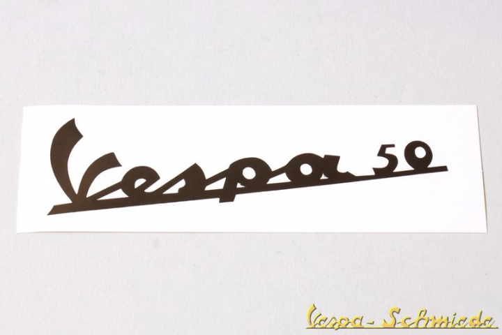 Aufkleber Schriftzug Beinschild "Vespa 50" - Schwarz
