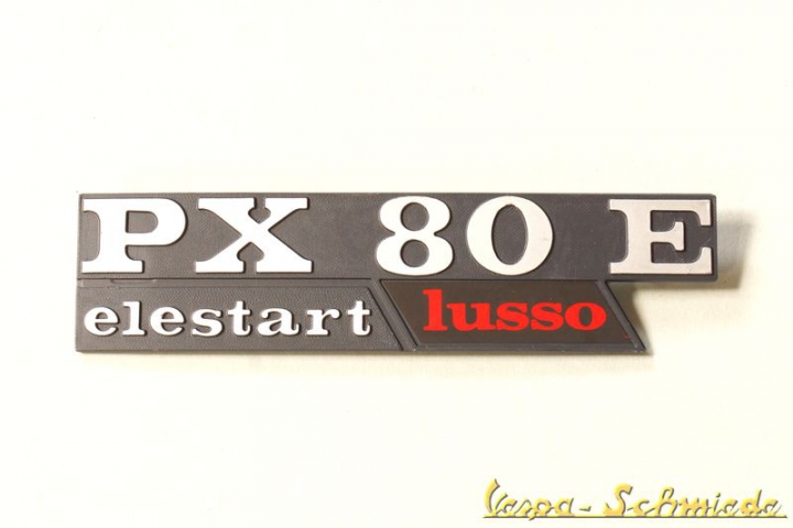 Schriftzug Seitenhaube "PX80E elestart lusso"